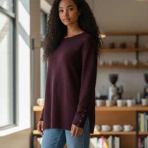 Alfani Plum Sweater XL NWT Soft Knit Classic Crew Neck Everyday Elegance